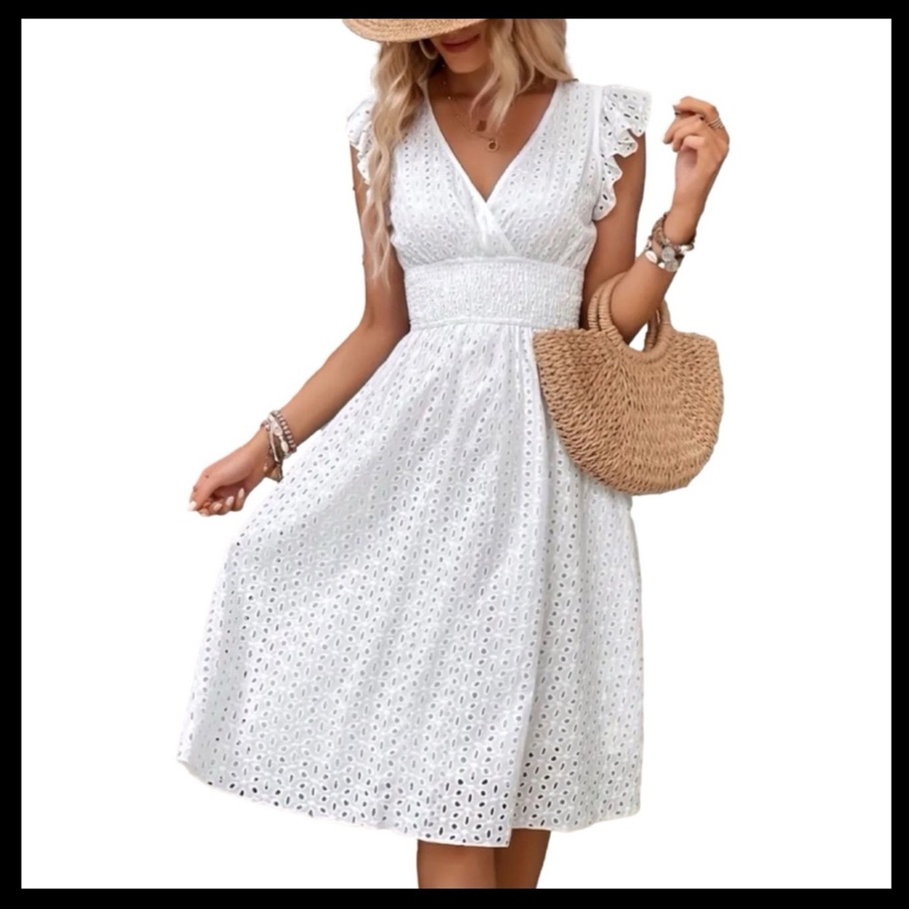 BOUTIQUE Shirred Waist Surplice Neck Dress